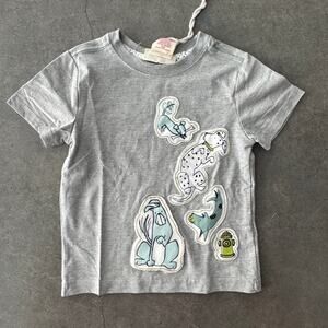 Rorie Whelan Firefighter Dalmatian Dog Applique Grey Short Sleeve Tee 24M/2Y